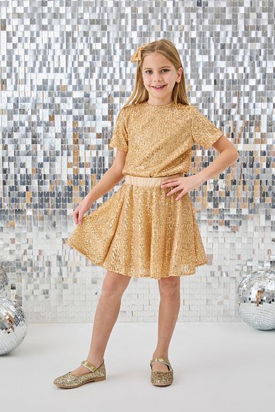 Le Mabelle Gold Sequined Girl's Double Suit - Larina