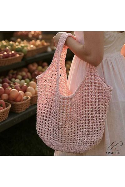 Ar Armese Hand Knitted Large Bag Bohemian Beach & Shopping Bag Machine Washable 70X50 cm