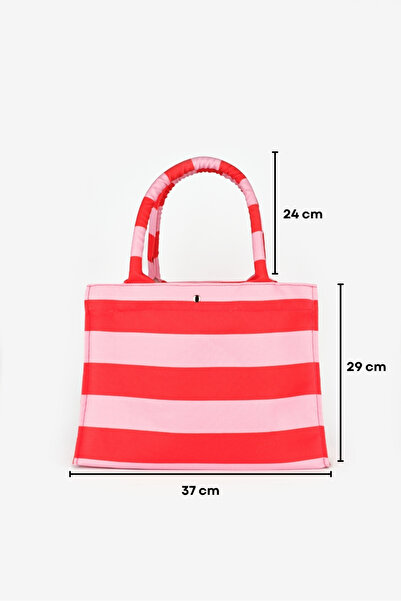 Le Mabelle Ροζ ριγέ παιδική τσάντα παραλίας