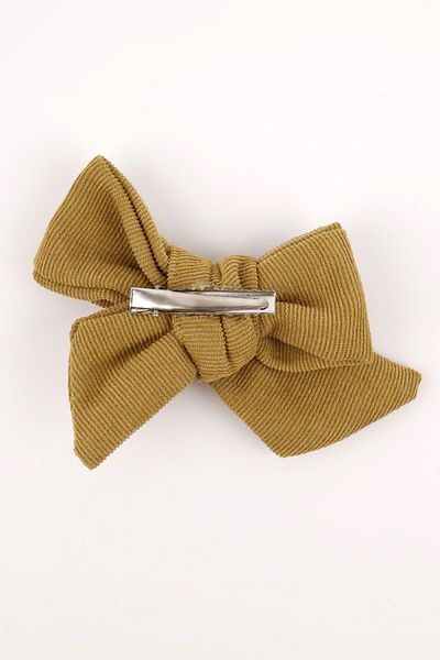 Le Mabelle Mustard Knot Bow Velvet Girl's Clip Buckle