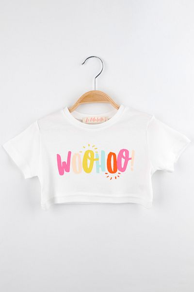 Le Mabelle Becky - Girl's Woohoo Printed Crop T-Shirt