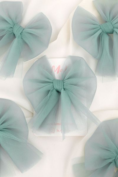Le Mabelle Mint Tulle Bow Girl Child Clip Buckle
