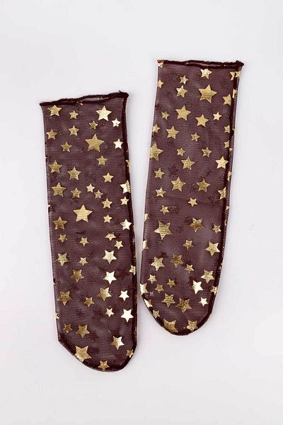Le Mabelle Claret Red Little Star Detailed Girl's Tulle Socks