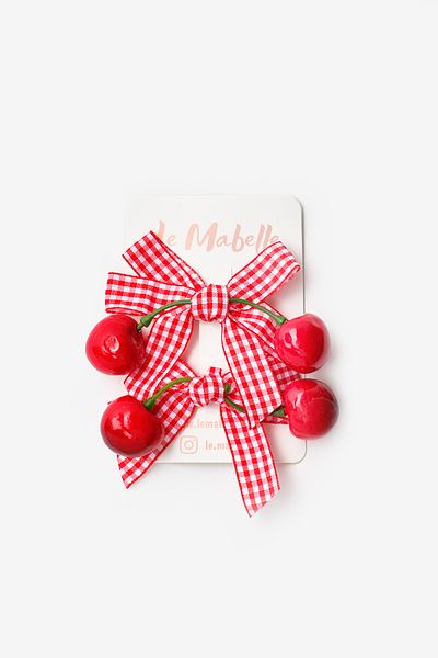 Le Mabelle Girl's 2-Piece Buckle Set with Red Cherry Figure