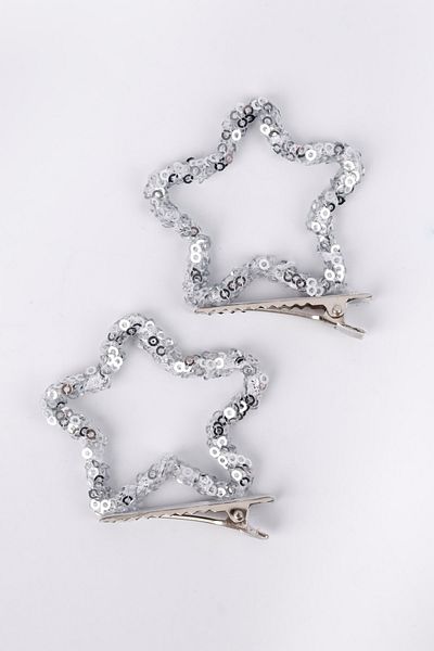 Le Mabelle Silver Sequined Star Double Girls' Clip Buckle