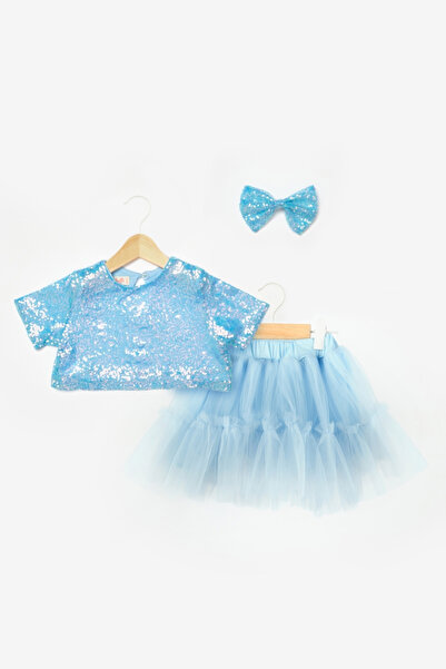Le Mabelle Freya - Double Suit with Blue Tulle Skirt and Sequin Detail on It