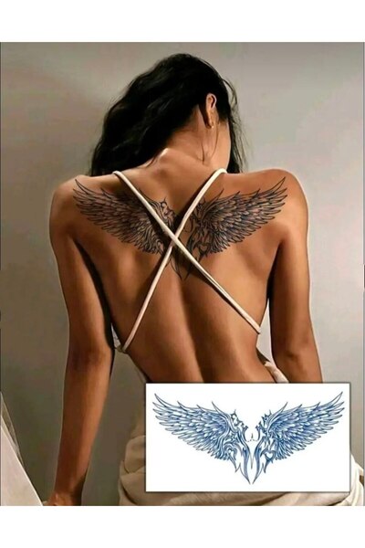 incebeltayt Kanat Figürlü 12 Saat Sonra Kararan Geçici Dövme 1 Ay 30 Gün Kalıcı