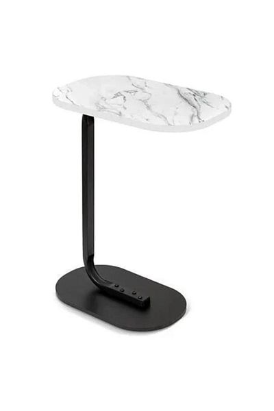 Türkiye Side Table,Bedside End Table,C Shaped End Table,Easy to Assemble Metal Frame Nightstand, Portable Mu