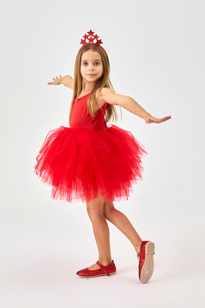 Le Mabelle Kırmızı  Tütü Etekli Askılı Kız Çocuk Balerin Elbise - Jade