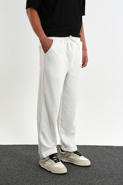 Redline Men's Regular Fit Soft Fabric Sweatpants with Elastic Waist and Legs White