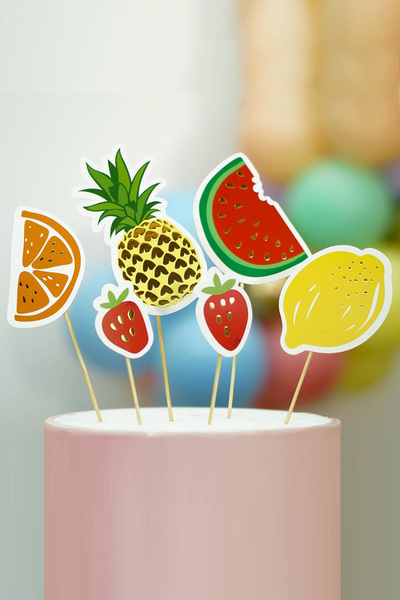 Le Mabelle Multicolored Fruit 6-Piece Cake Decoration