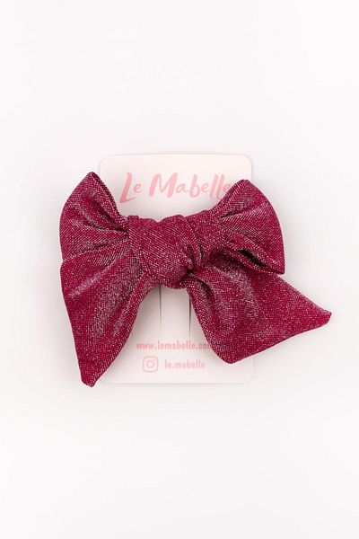 Le Mabelle Fuchsia Glittery Bow Girl's Clip Buckle