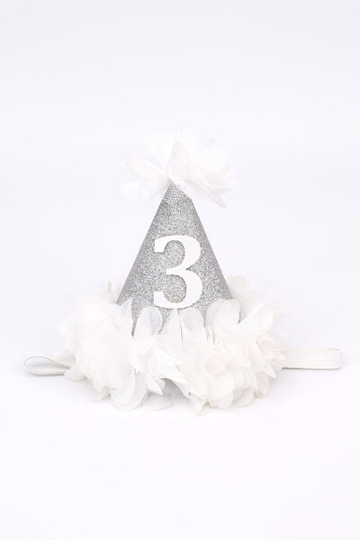 Le Mabelle Gümüş 3 Yaş Huni Doğum Günü Tacı