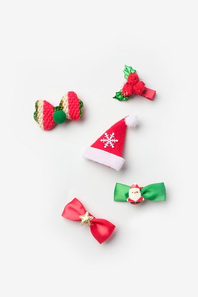 Le Mabelle Red Bow Detailed 5-Piece Christmas Girl's Buckle Set