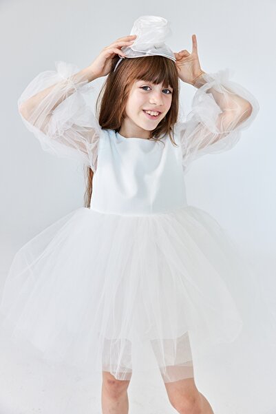 Le Mabelle Ekru Kelebek Kanatlı Kız Çocuk Elbise - Kate