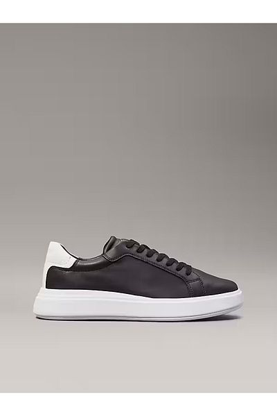 Calvin Klein Herren-Markenlogo, stilvolles Leder-Sneaker in Schwarz, geeignet für den täglichen Gebrauch HM0HM0101