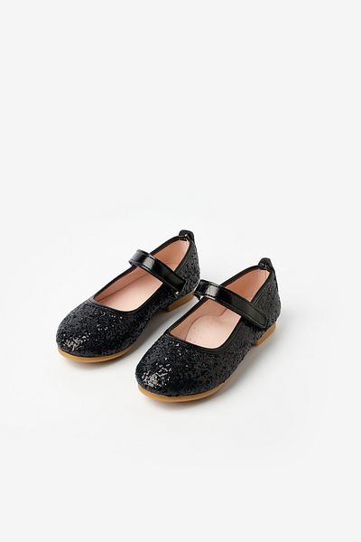 Le Mabelle Black Glittery Velcro Girls Shoes
