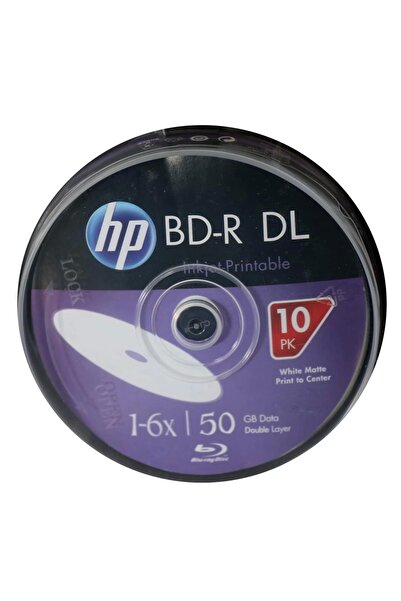 HP Blu-ray Bd-r 6x 50gb Cake Box Printable Baskı Yapılabilir Blu-ray Dvd (10 ...