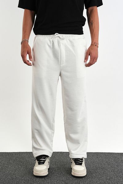 Redline Men's Regular Fit Soft Fabric Sweatpants with Elastic Waist and Legs White