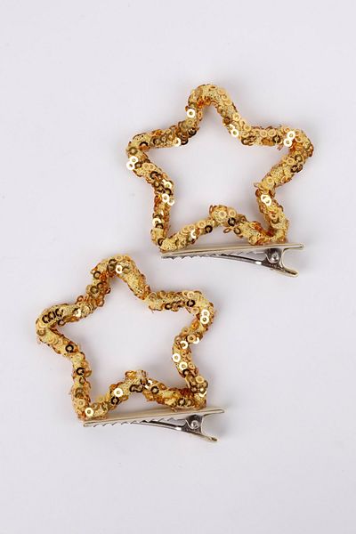 Le Mabelle Gold Sequined Star Double Girls' Clip Buckle
