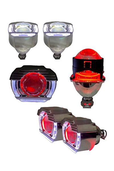 EKT 2.5 İNÇ KESİK U Bİ-XENON MERCEK BEYAZ ANGEL + KIRMIZI ŞEYTAN GÖZ