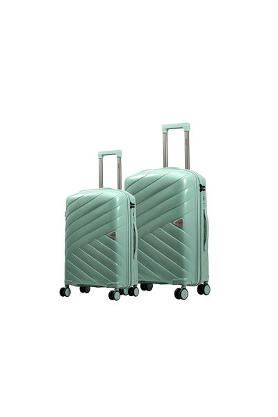 Prince Travelling Prince Hard PP Luggage Expedition Set of 2, Dual Wheels – 20" (40L) & 24" (62L) – Fresh Green