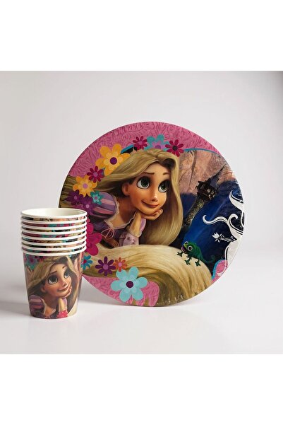 Cadde Süs Rapunzel Temalı Tabak Bardak 8'li Set