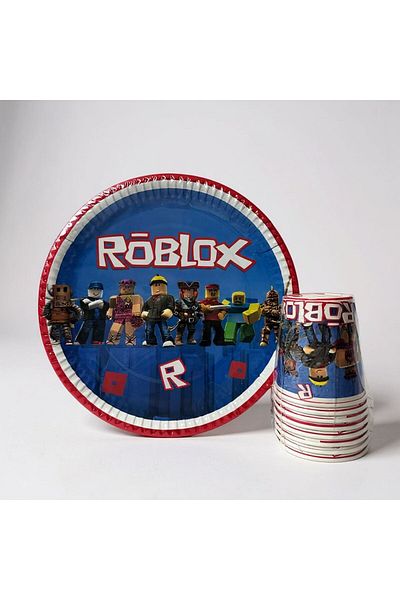 Cadde Süs Roblox Set of 8 Paper Plates and Cups