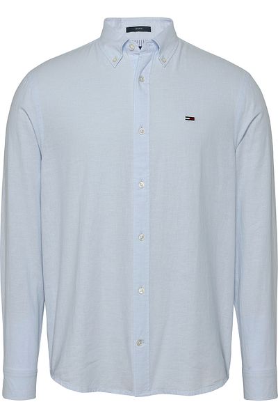 Tommy Hilfiger Tjm Reg Linen Blend Dlouhá pánská modrá košile
