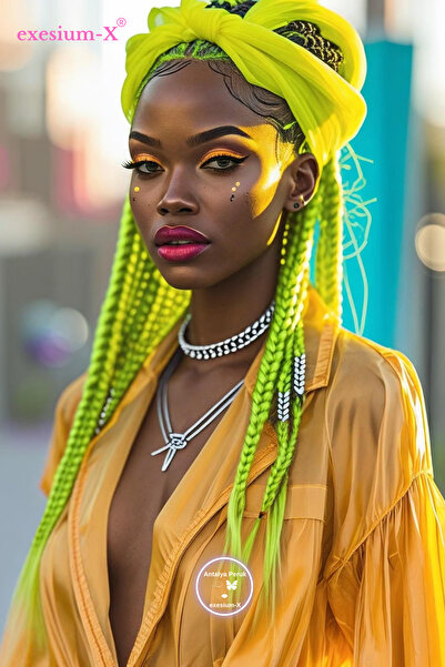 X-Pression Păr sintetic pentru împletitură africană și rasta 2016 verde neon ...