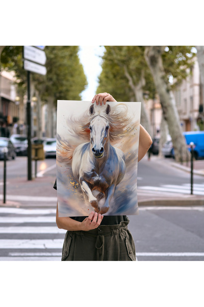 Rosaart Frameless Poster, Digital Printing Abstract, Horse "White", Living Room Office Living Room Decoration, Poster