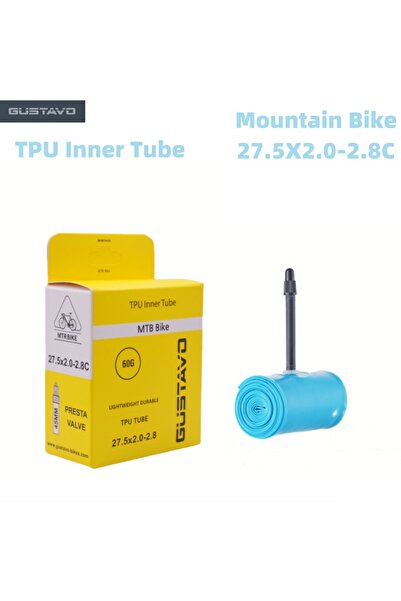Choice صمام بريستا 45 مم 27.5X2.0-2.8C أنبوب داخلي خفيف الوزن للغاية للدراجات الجبلية من GUSTAVO TPU 26/27.5/29 X1.95-2.8C