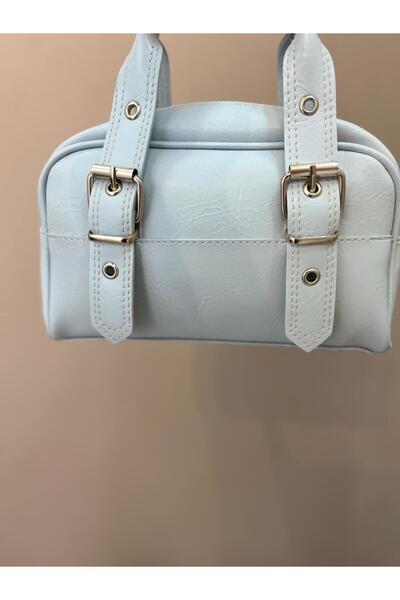 TR mavi kayış detaylı mini el çanta