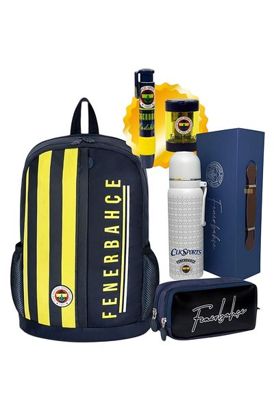 Fenerbahçe Backpack, Double Eyed Pencil Bag - Pencil Sharpener, Eraser and Water Bottle Gift