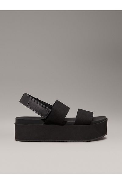 Calvin Klein Women's Black Platform Logo Sandals