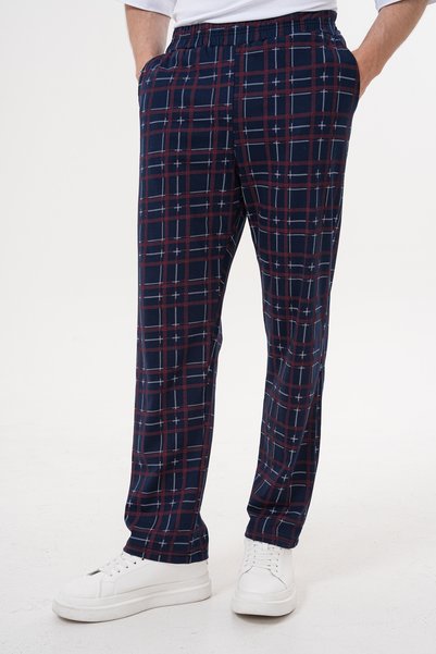 Pijamasoft Cotton Pocket Plaid Printed Elastic Waist Stylish and Comfortable Men's Pajama Bottoms