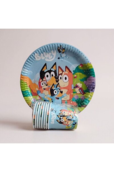 Cadde Süs Bluey Temalı Tabak Bardak 8'li Set