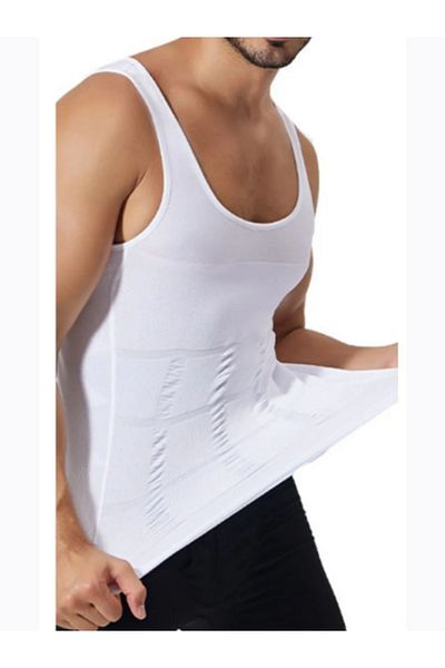 miresa Men's Corset Undershirt Tightening Firming Belly Chest Tightening Slimming Undershirt Corset White