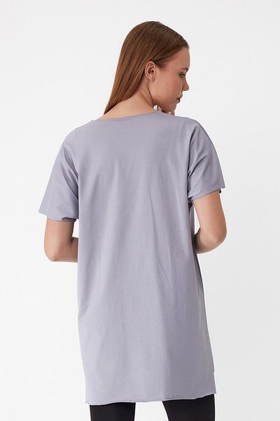AMAZING CRASH Women's V-Neck Slit Oversize Basic T-Shirt