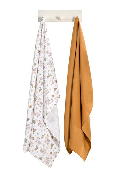 tinylamb Lama Bamboo - Cotton Muslin Blanket 110x110 - 2 Pieces