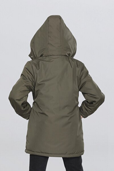 BY GAZİ KIZ ÇOCUK KAPÜŞONLU BEL LASTİKLİ SU GEÇİRMEZ CEPLİ FERMUARLI KOLLARI RİBANALI MONT