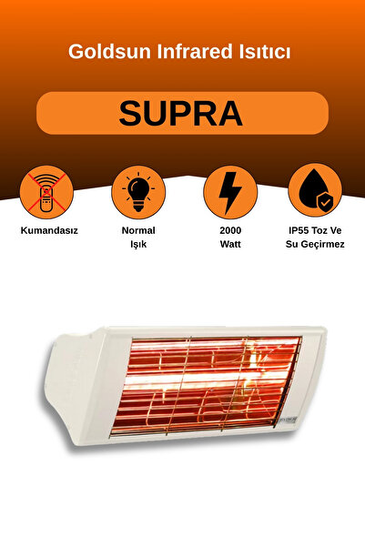 GOLDSUN Supra 2000 Watt GSS20 Kumandasız Suya Dayanıklı Elektrikli İnfrared Isıtıcı-Beyaz