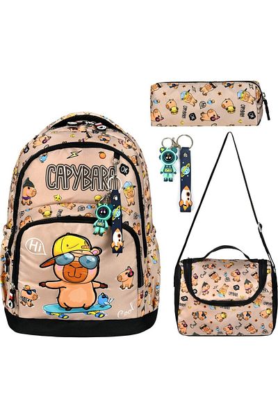 ATHLETIC Capybara Patterned Thermal Nutrition Pencil Holder Triple Primary School Student Bag Set Capybara 117