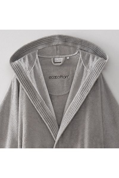 Ecocotton Ecosoft New Men's Bathrobe 100% Organic Cotton Dobby Gray