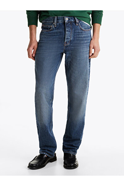 Tommy Hilfiger Men's Regular Waist Antique Detailed Straight Fit Blue Jeans - Stylish and Comfortable Design