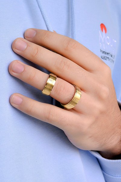 Kaya The Third Love Me Brand 8.mm 1.Quality Guaranteed Matte Gold Color Steel Wedding Band Ring Lm-021G