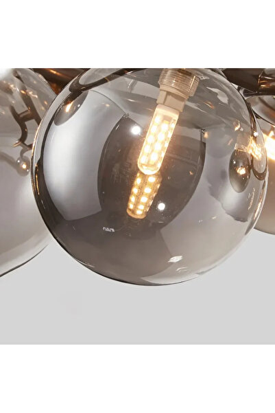 LUXXO Perlage chandelier, 7xG9, aluminum body, smoked glass shade, 78x78x35cm