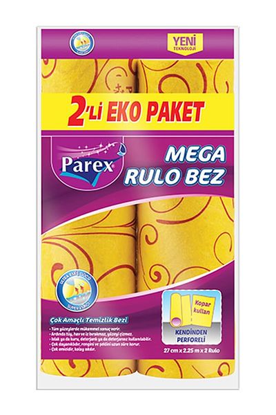 Parex Mega Cleaning Cloth Eco 27 cm X 2.57 m 2 Pieces - Yellow