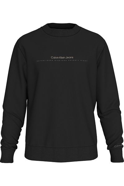 Calvin Klein Pánska čierna mikina s okrúhlym výstrihom a elastickým pásom Regular Fit s dlhým rukávom J30J 327119 -BEH