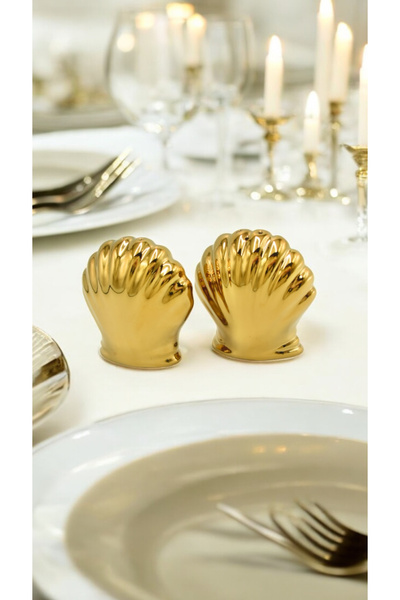 iQey Home عبوة من 2 ملح البحر واللحم المحشي باللحم المحشي باللون الذهبي